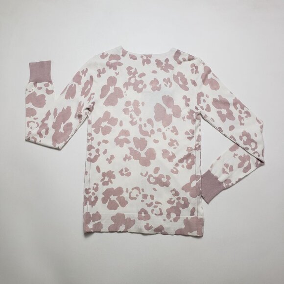 Daniel Rainn Cardigan Sweater Women Small Light Mauve White Abstract Flower Chic - Picture 9 of 16